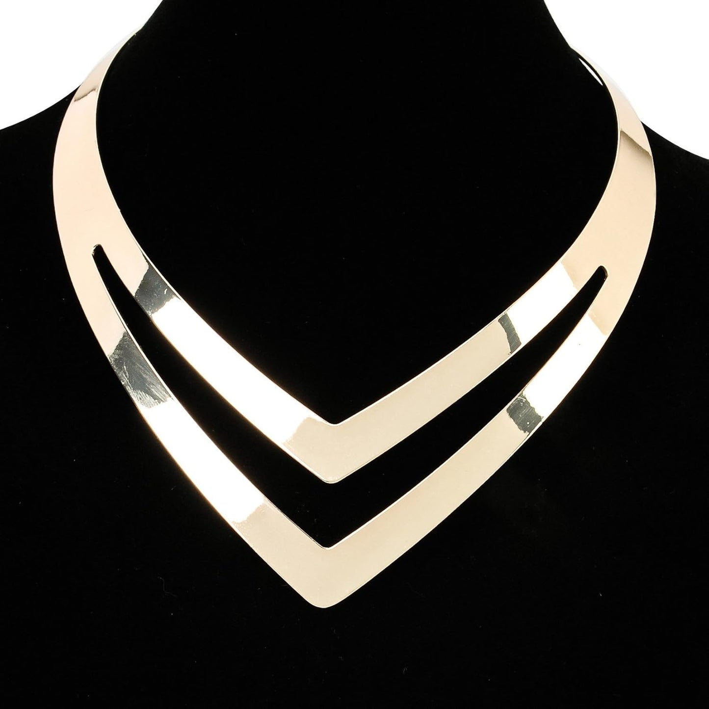 Jerollin Women Stainless Steel Silver Statement Necklace Open African Jewelry Necklace