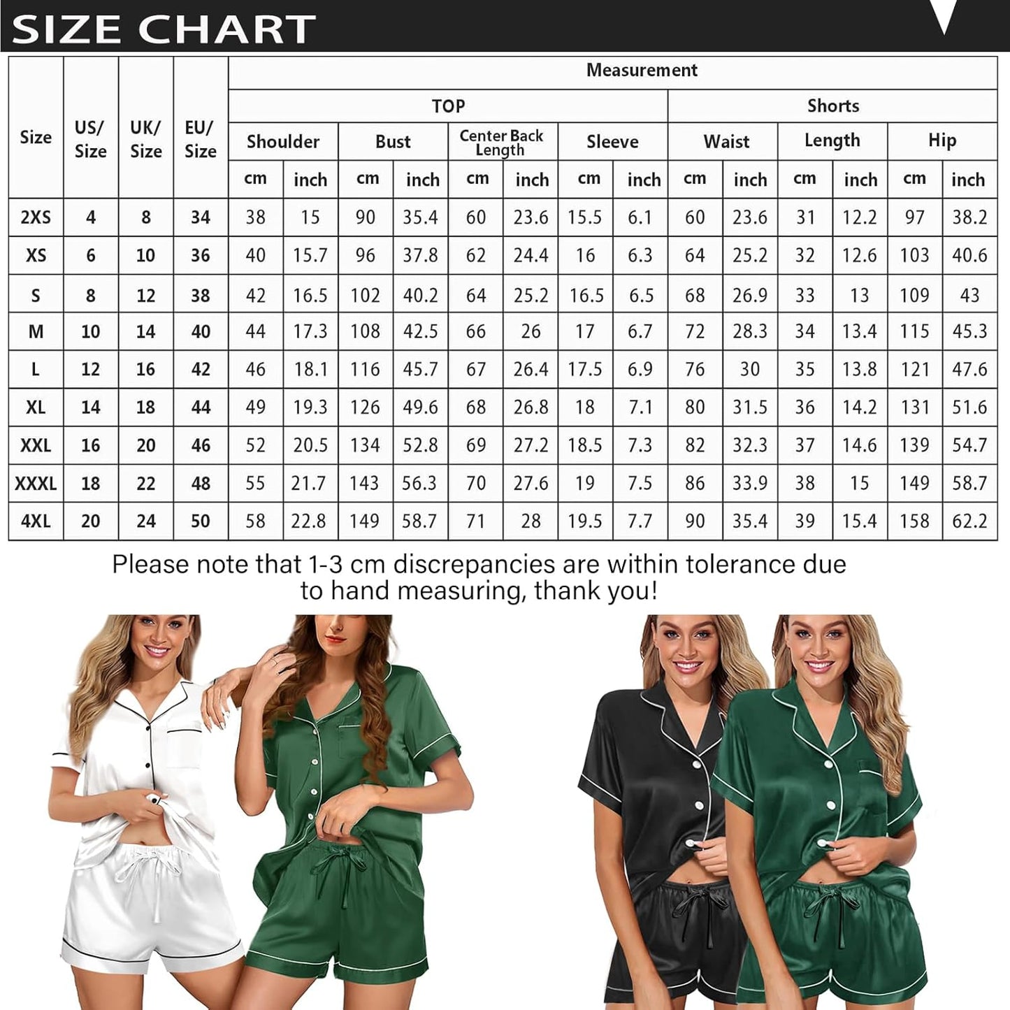 Womens Silk Satin Pajamas Loungewear Two-Piece Sleepwear Button-Down Floral Pj Set XS-4XL
