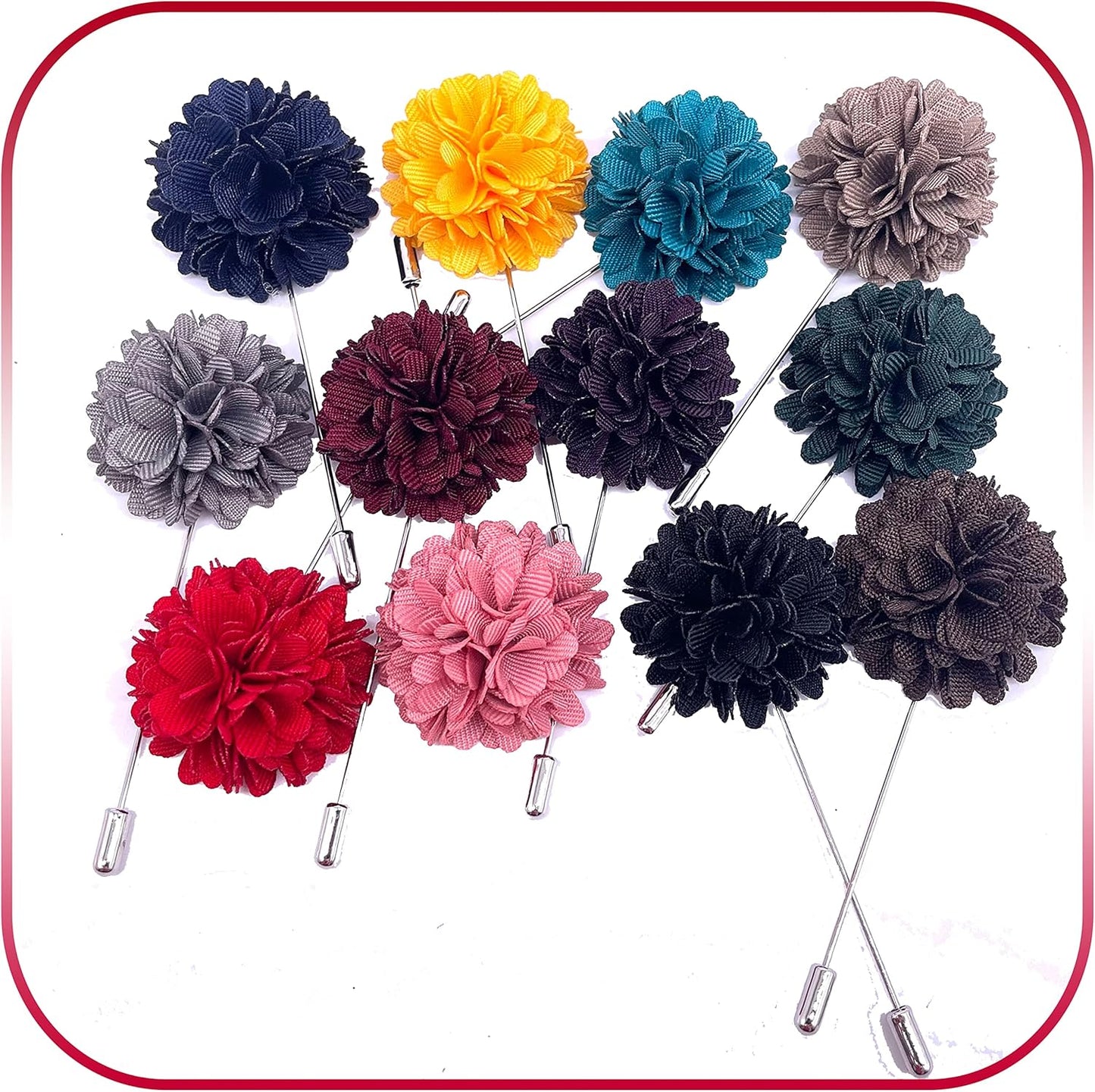 12PCS Flower Men's Lapel Pins Handmade Flower Lapel Pin Boutonniere Pin for Suit Wedding Groom