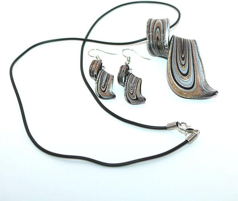 Unique Glass Artist Earrings Glaze Twist Spiral Dangle Earrings Necklace Set Handmade Glass Geometric Earrings for Women Jewelry