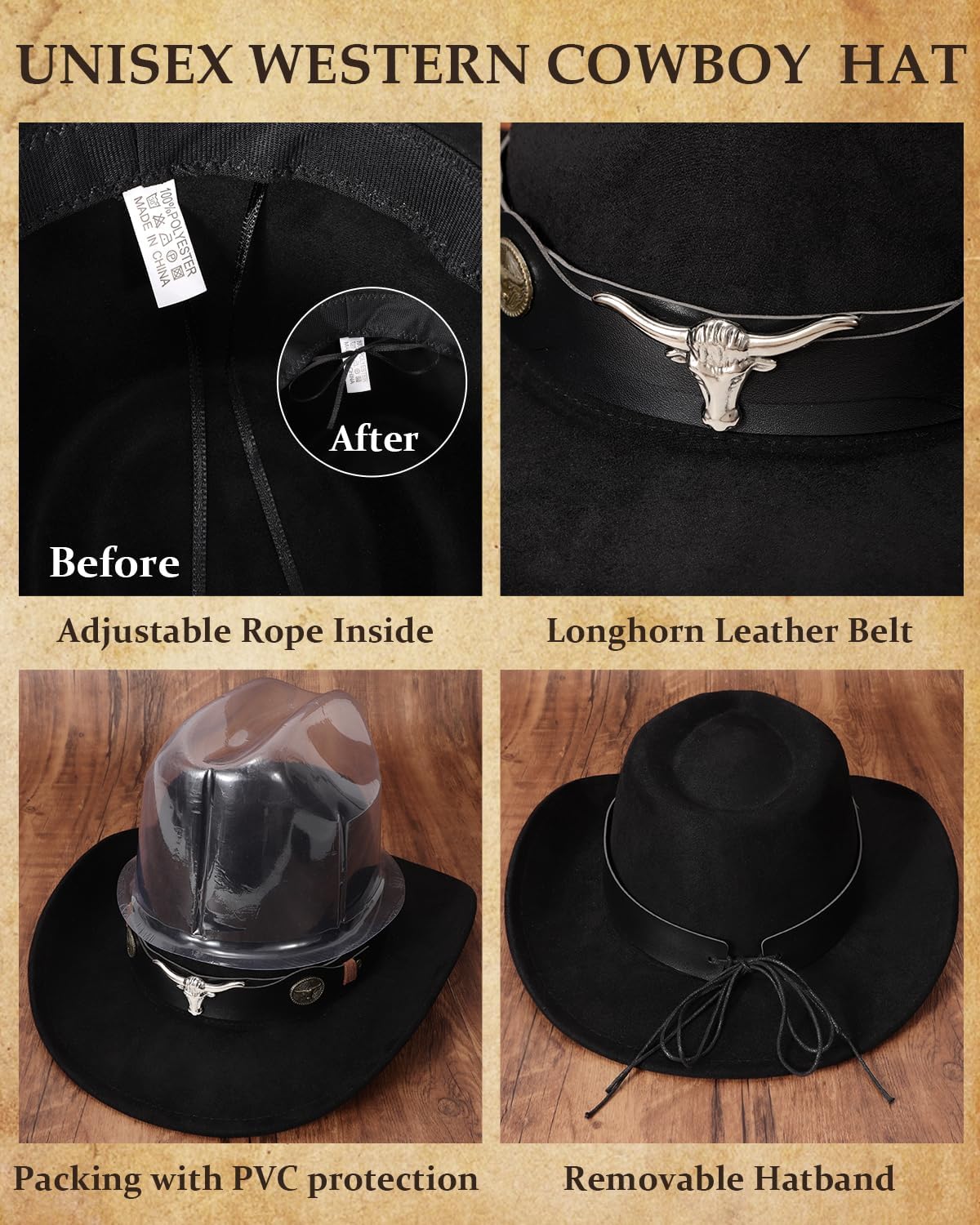 Cowboy Hat for Men Women Classic Cowgirl Hat Wide Brim Western Women Mens Cowboy Hats Christmas Cowgirl Hats Gifts