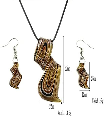 Unique Glass Artist Earrings Glaze Twist Spiral Dangle Earrings Necklace Set Handmade Glass Geometric Earrings for Women Jewelry