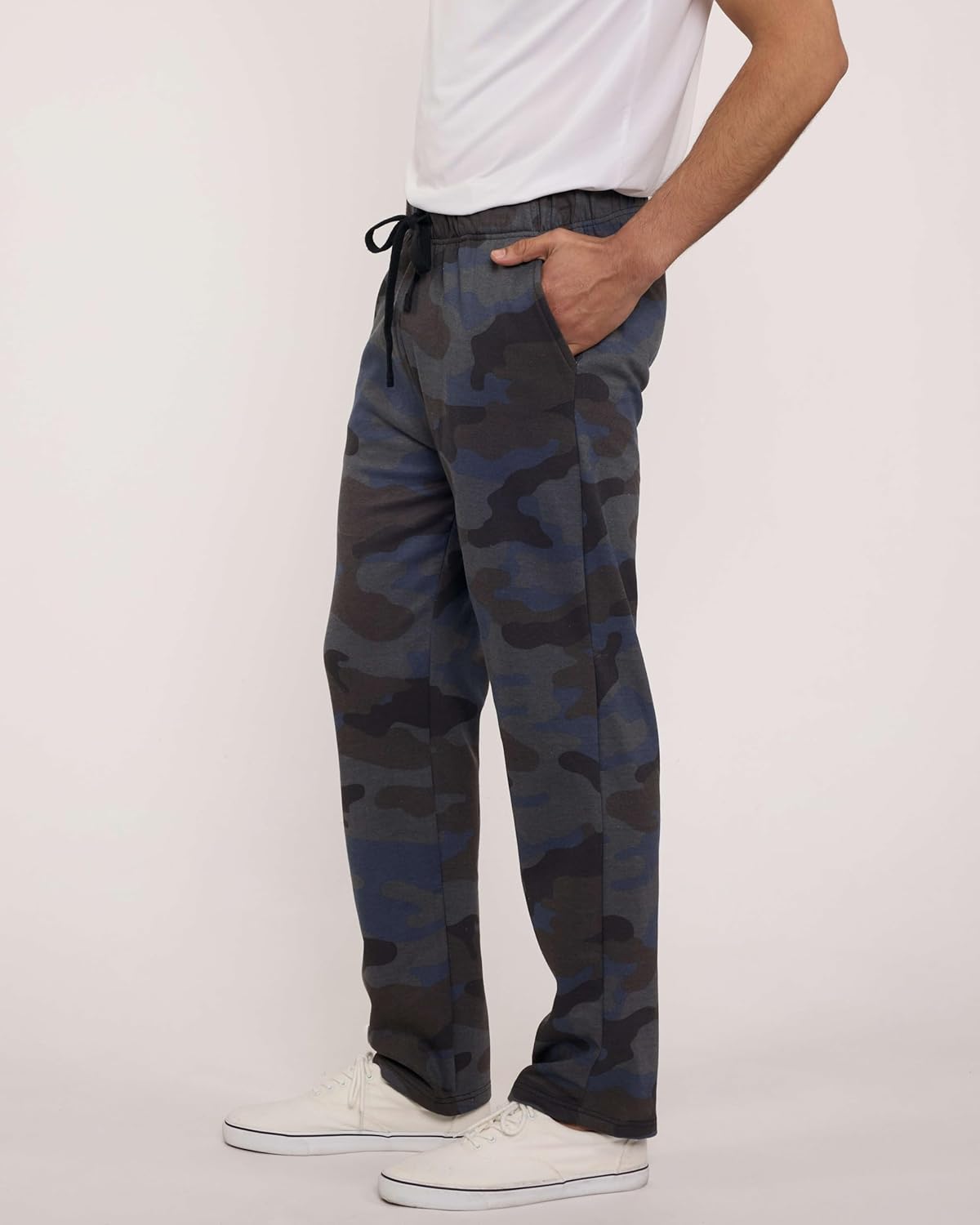 Real Essentials 3 Pack: Men's Tech Fleece Athletic Casual Open Bottom Sweatpants with Pockets (Available in Big & Tall)