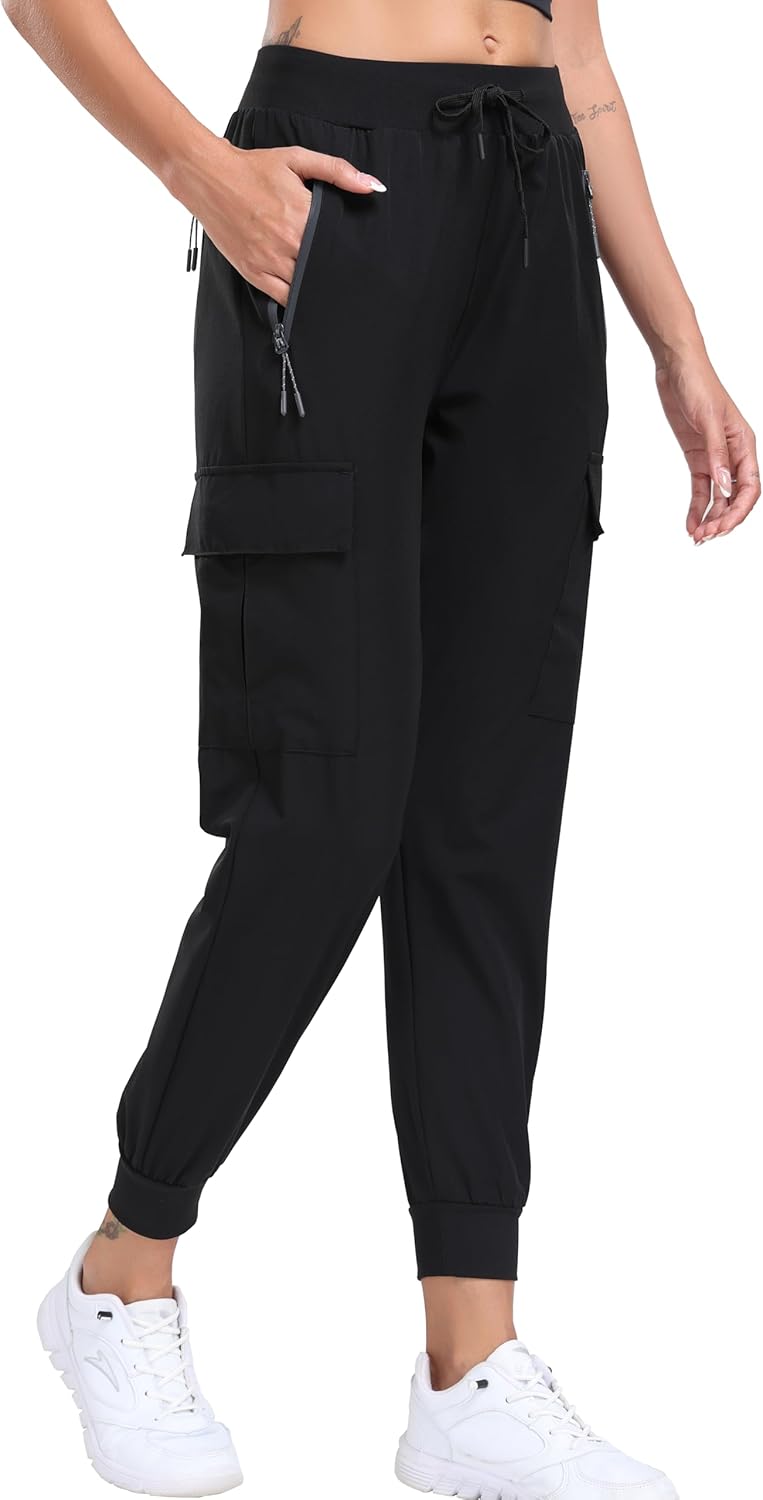Oalka Women's Cargo Hiking Pants Lightweight Travel Pockets Joggers Quick Dry