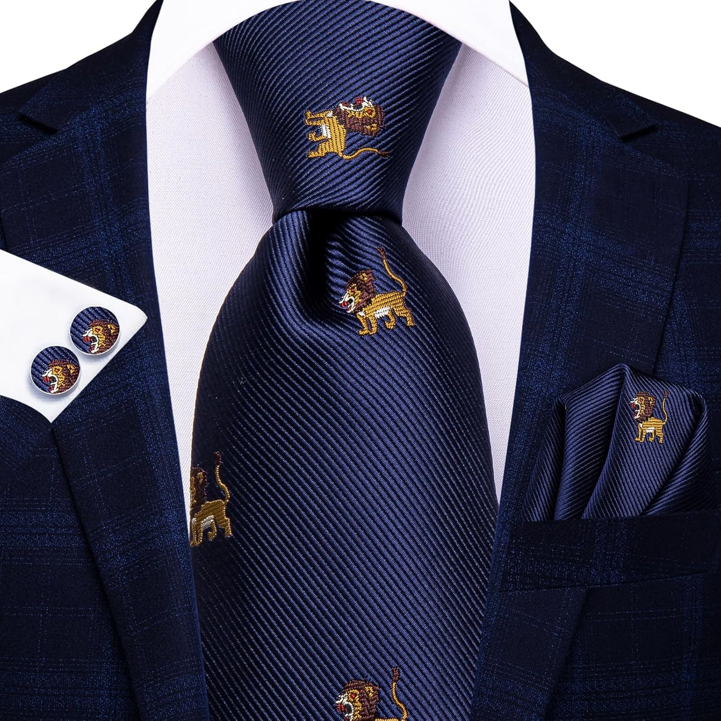 Hi-Tie Men's Tie Sets Silk Paisley Striped Necktie Pocket Square Cuff-links Sets Wedding Business Holiday