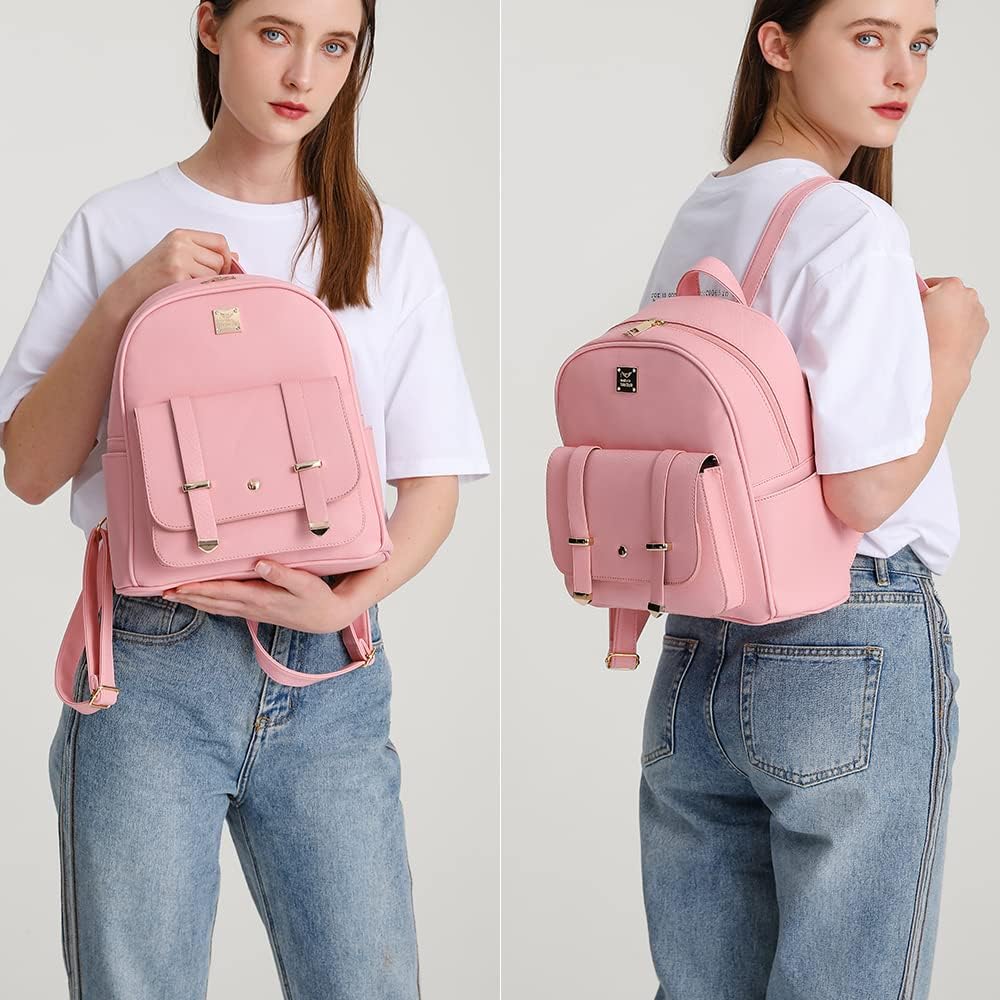 MACCINELO Cute Leather Mini Backpack Purse for Women Bowknot Small Backpack for Girls gift Rucksack Ladies Shoulder Bag 3pcs
