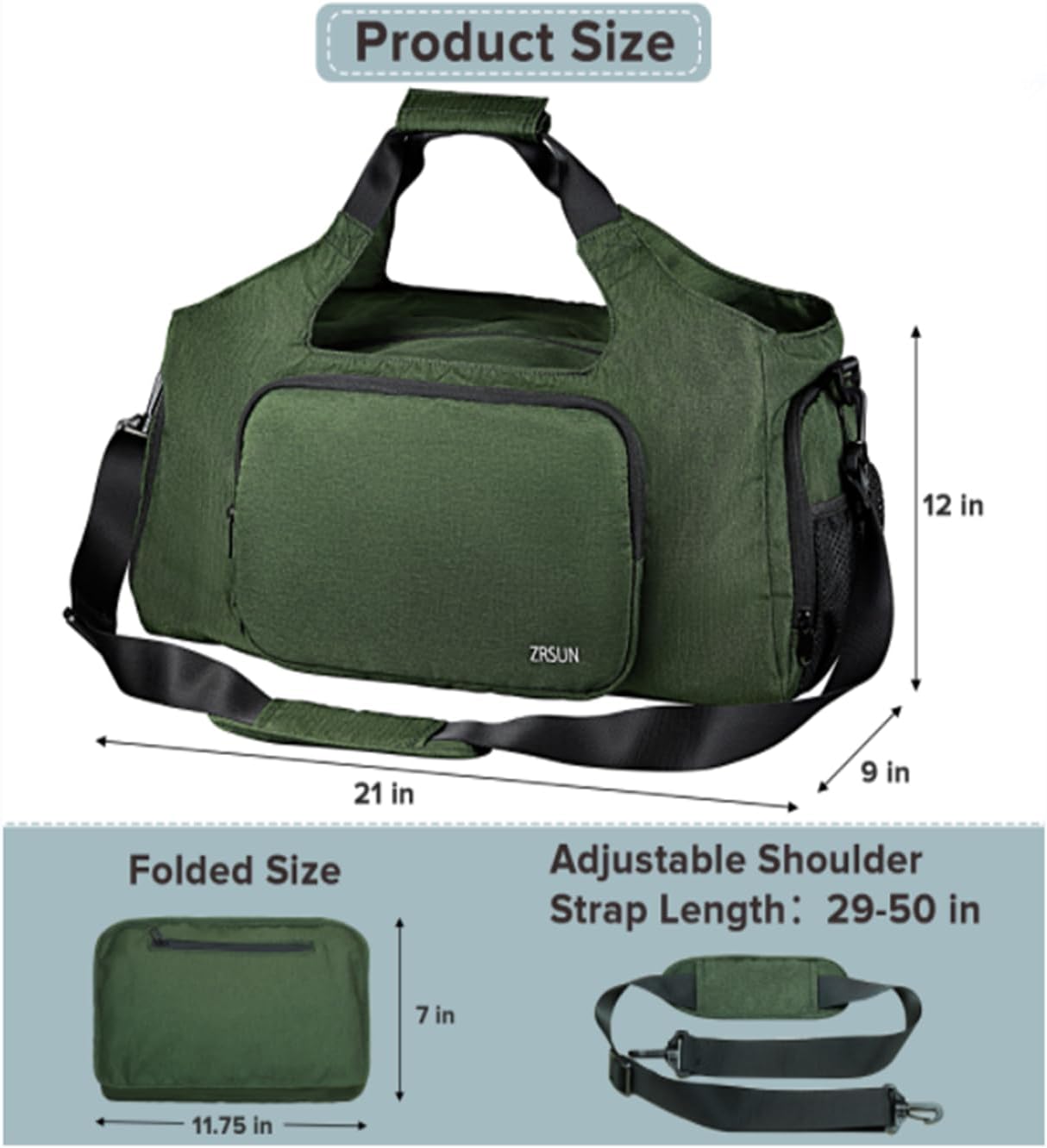 Gym Bags for Men Women, Sports Duffle Bag, Travel Gym Bag with Shoes Compartment and Wet Pocket, Foldable, Lightweight for Travel, Gym, Yoga