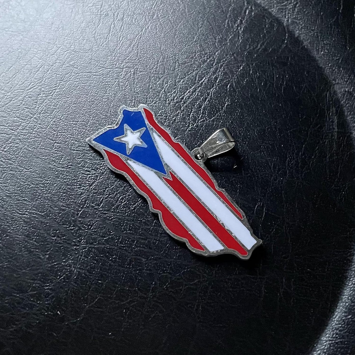 Womens Fashion Stainless Steel Puerto Rico Map Pendant Necklace