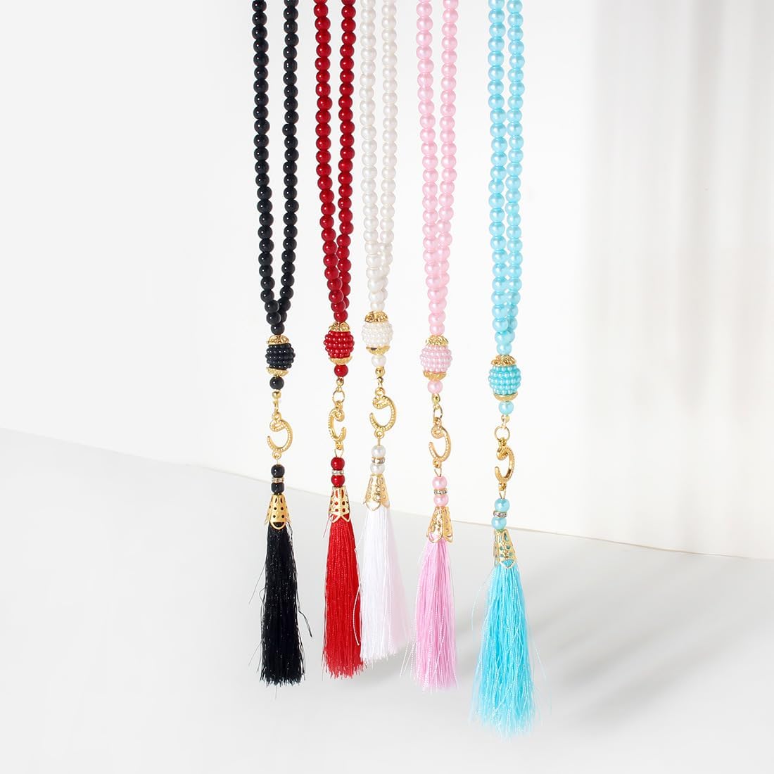 Islam Prayer Beads Tassels Bracelets for Women Meditation Protection Muslim Religion Colored Arab Strand Bangle for Men Boho Chakra Statement Stylish Long Chain Handmade Birthday Gifts