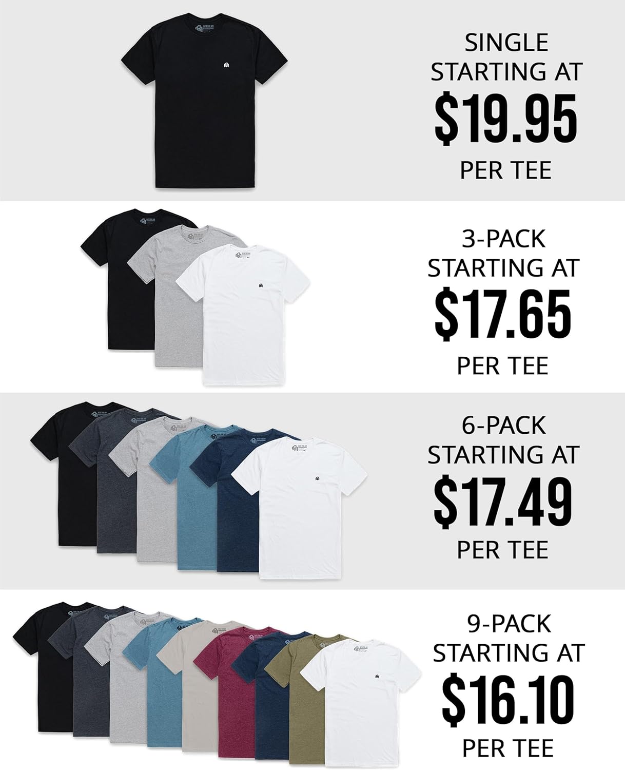 INTO THE AM Mens T Shirt with Logo - Short Sleeve Crew Neck Soft Fitted Tees S - 4XL Fresh Classic Basic Tshirts