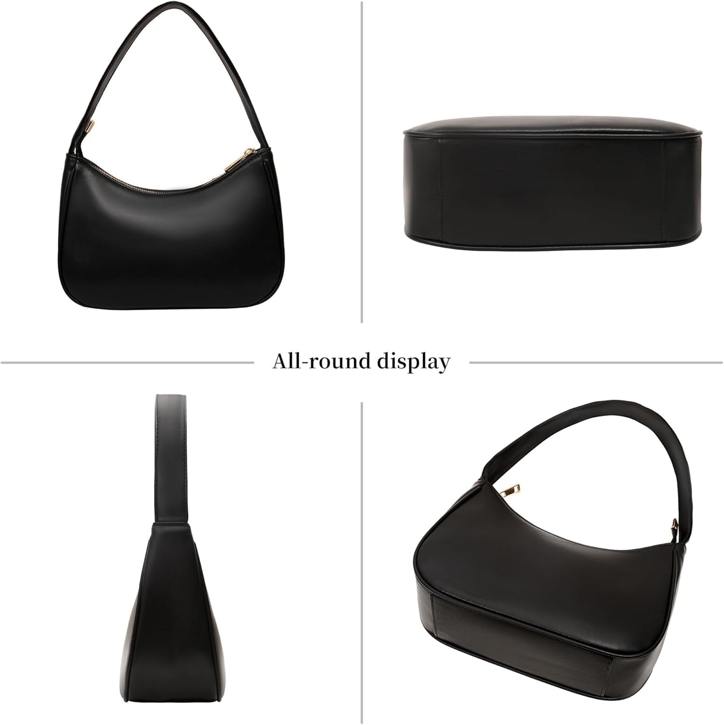 Women's Shoulder Bags, Small Hobo Tote Elegant Clutch Purse with Zipper Closure