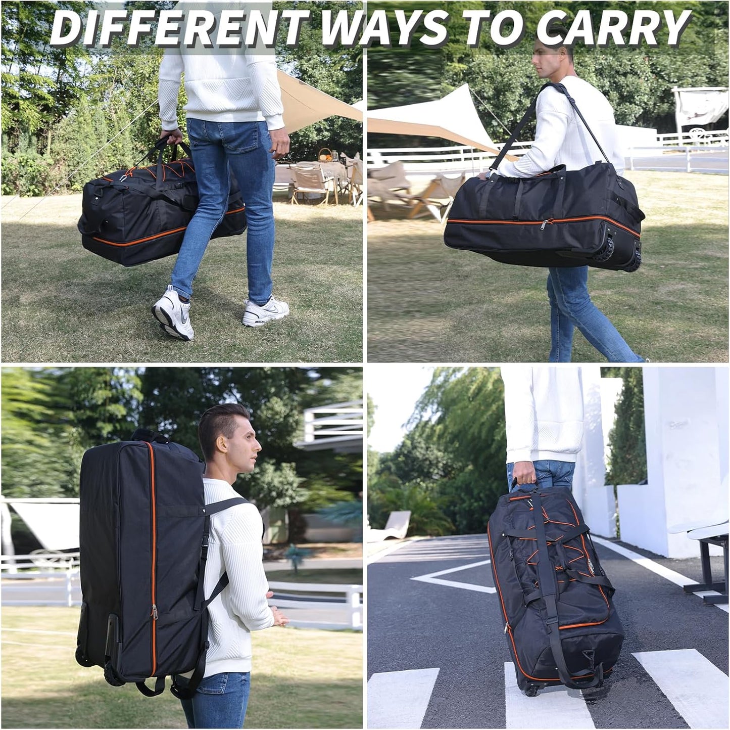 Vomgomfom Expandable from 110L to 140L 31.5" Rolling Duffle Bag with 2 Wheels,Foldable Travel Duffel Bag with Large Convertible Compartment Pocket