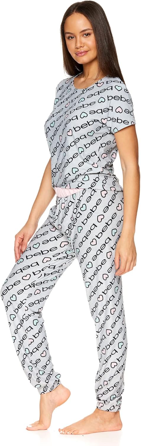 bebe Womens PJs Sets 2 Piece with Tee and Pajama Pants,Women's Sleepwear, Ladies Pajamas Sets