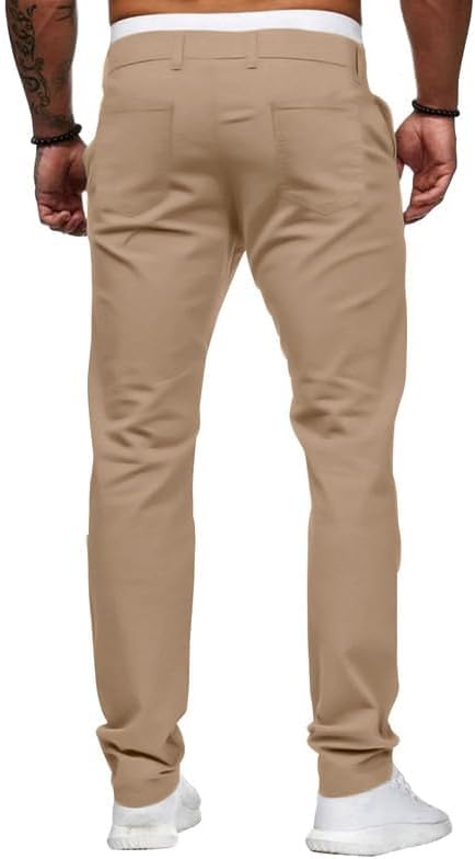 Mens Chinos Slim Fit Stretch Flat-Front Skinny Dress Pants