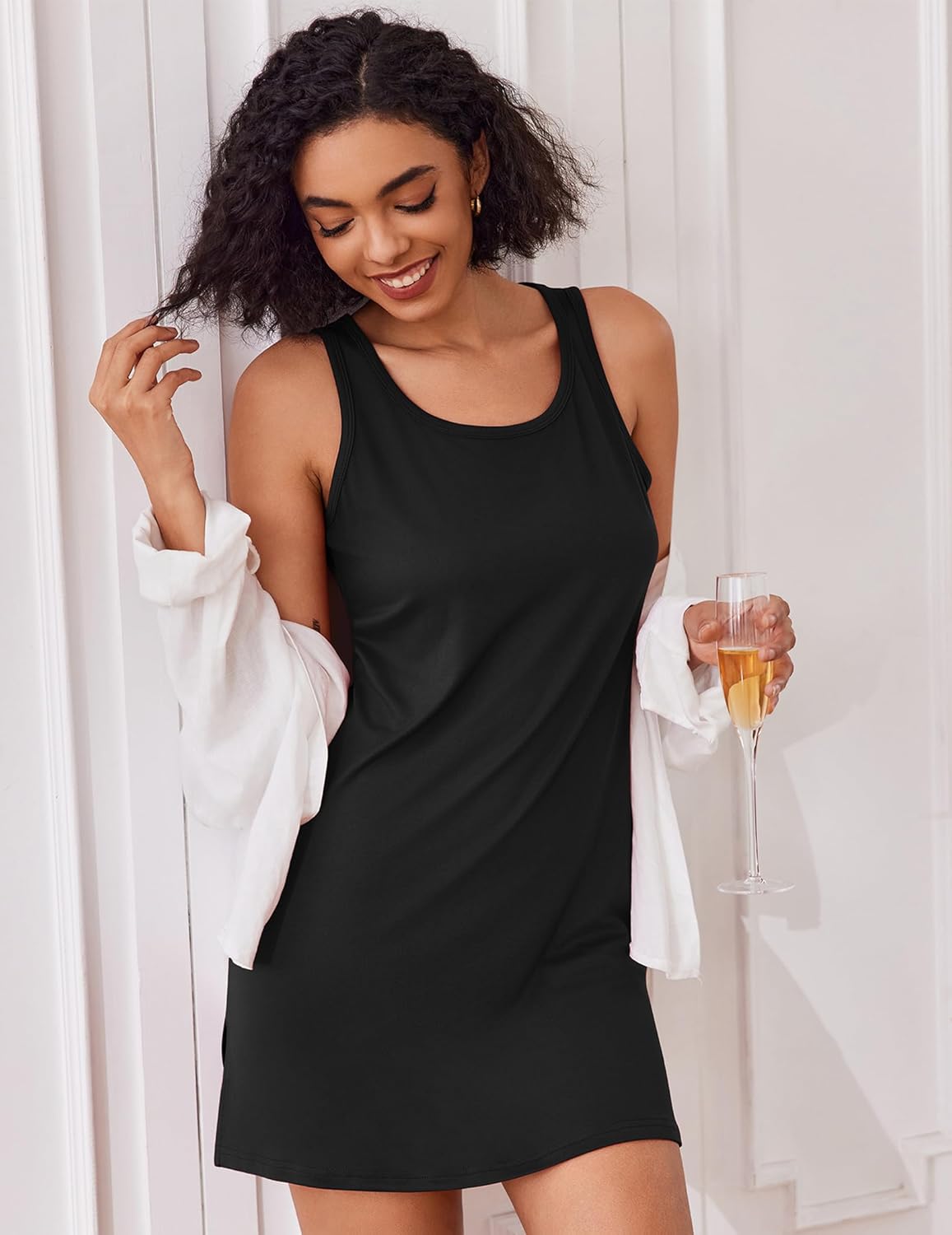 Ekouaer Sexy Nightgowns for Women Tank Sleeveless Night Gown 2 Pack Sleep Dress Soft Nightdress Chemise Sleepwear S-XXXL