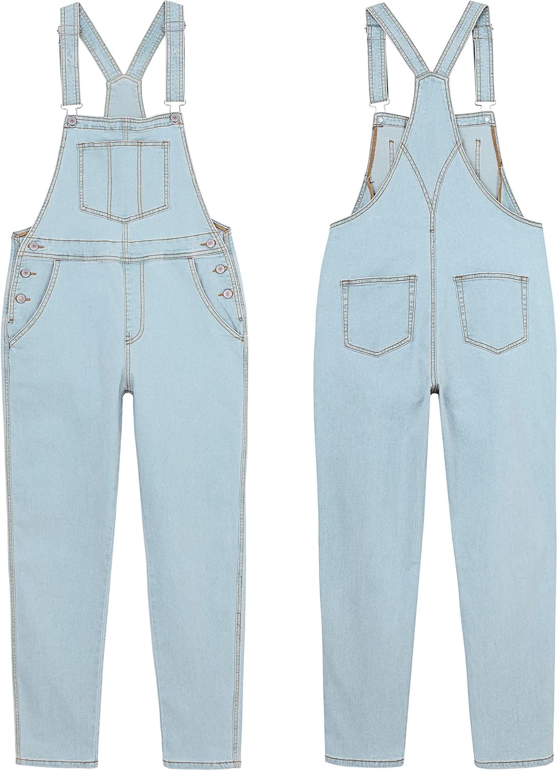 GRAPENT Overalls for Women Loose Fit Jean Denim Bib Jumpsuit Stretch Overall Pants