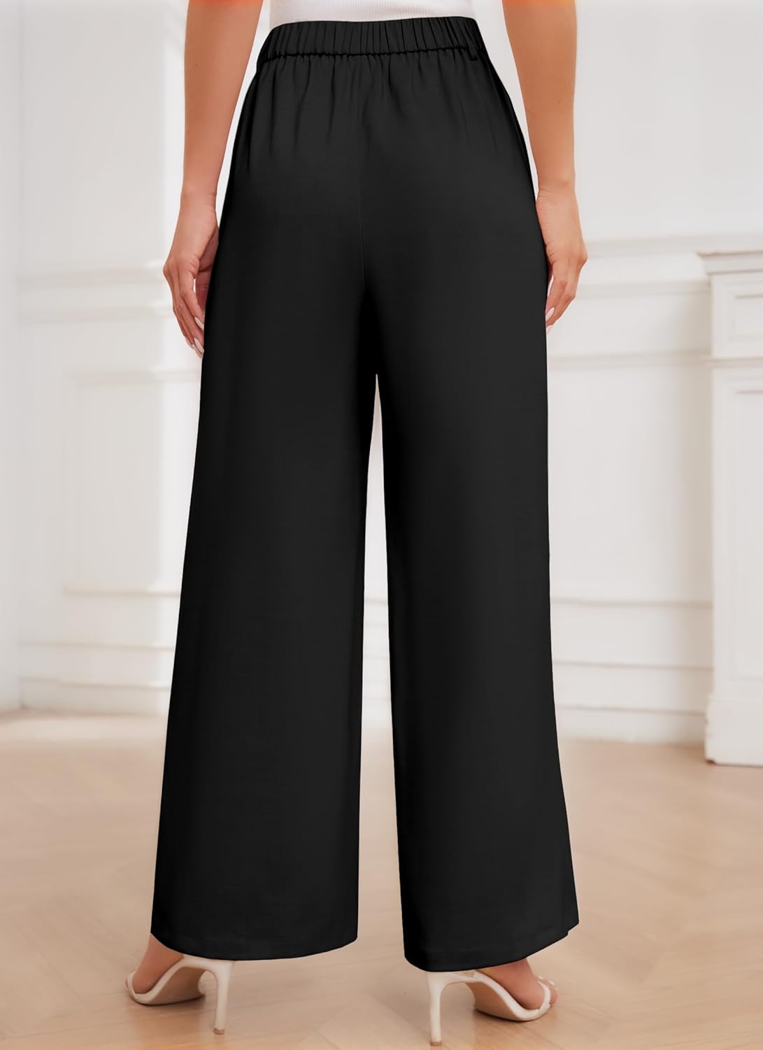HVT Wide Leg Dress Pants for Women High Waisted Loose Palazzo Pants Business Casual Work Trousers Pants with Pockets