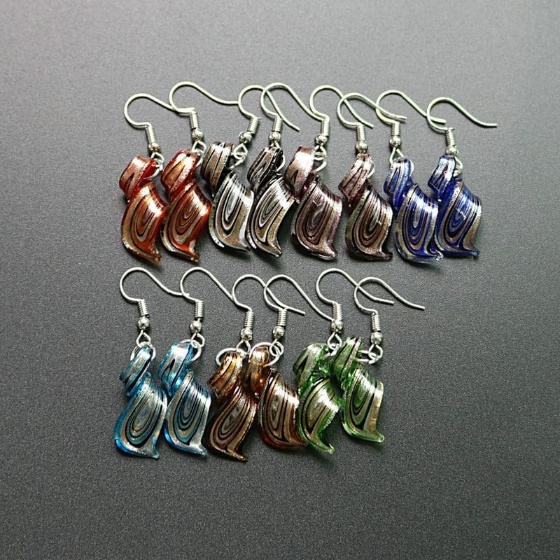 Unique Glass Artist Earrings Glaze Twist Spiral Dangle Earrings Necklace Set Handmade Glass Geometric Earrings for Women Jewelry