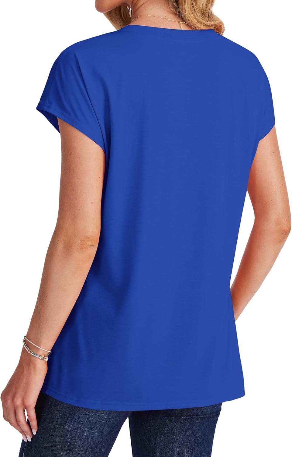 SAMPEEL Womens T Shirts V Neck Cap Short Sleeve Summer Tops Trendy 2025 Loose Casual Tshirts with Pocket