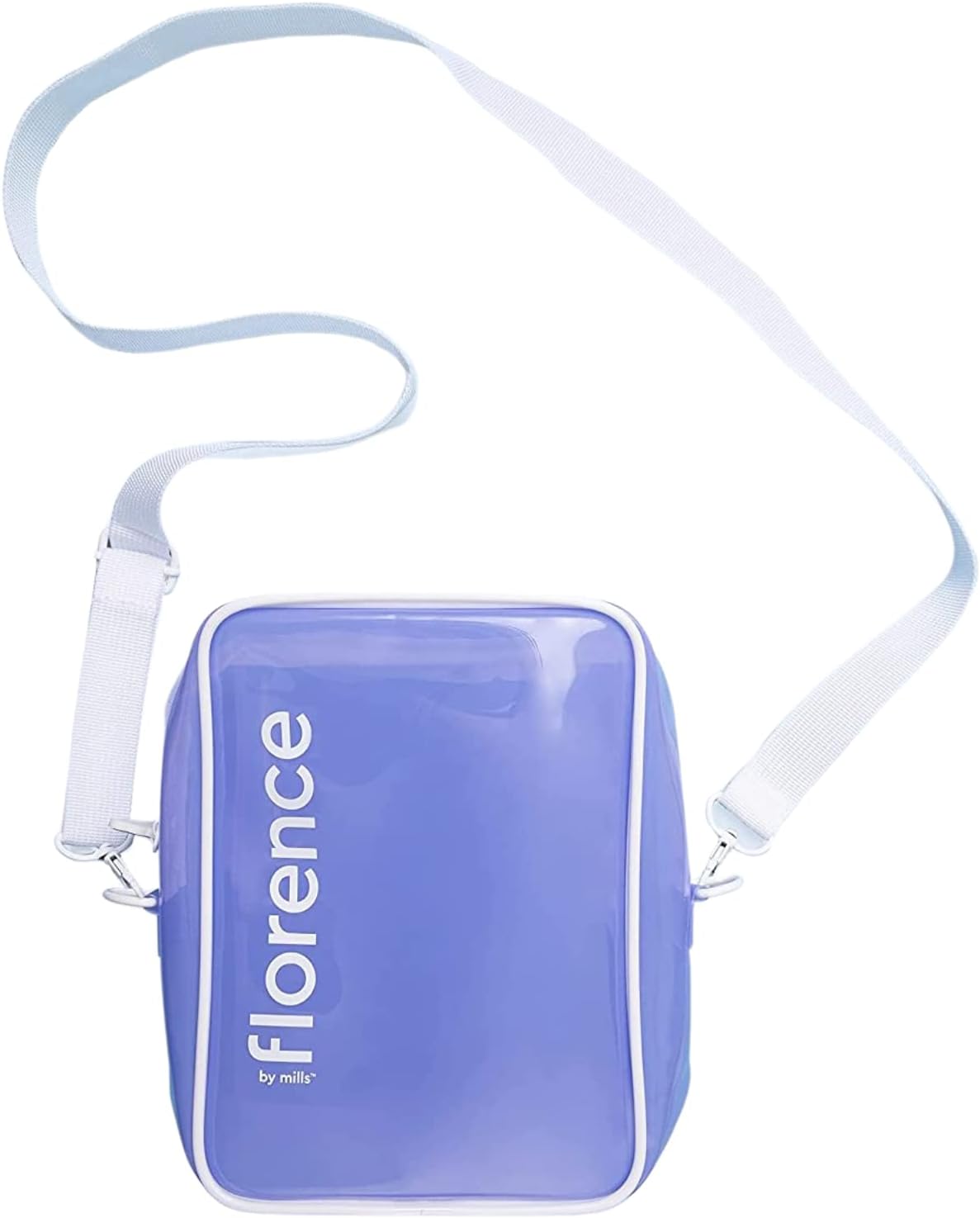 florence by mills Convertible Crossbody Cosmetic Bag, Clear Puple,Removable Adjustable Strap
