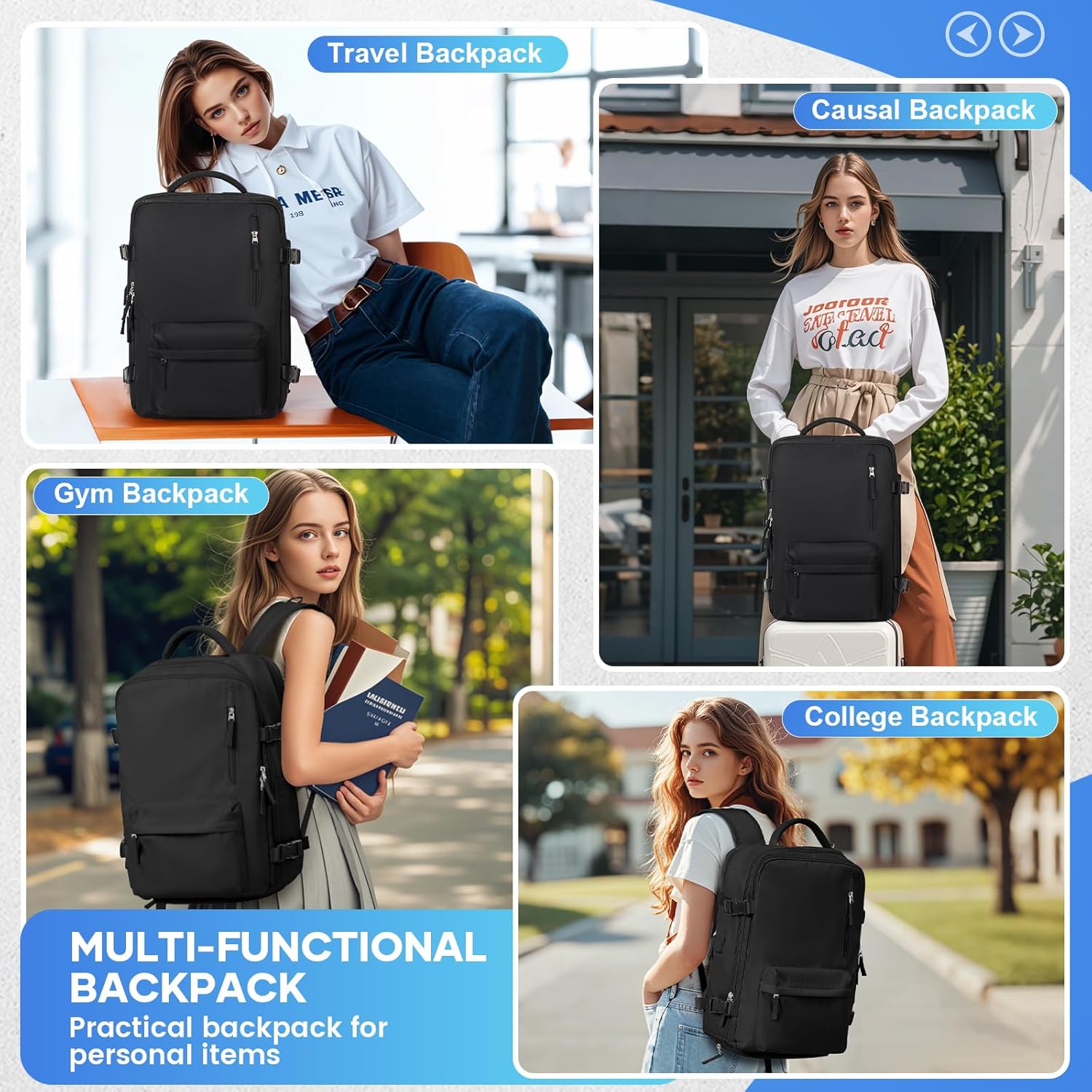 WONHOX Large Travel Backpack Carry on Flight Approved Laptop Work Business Backpack for Women Men Mochila de Viaje