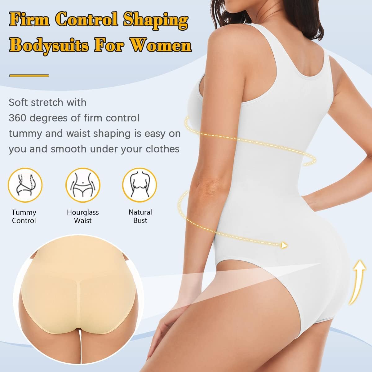 VVX Bodysuit for Women - Tummy Control Seamless Tops Compression Butt Lifting Shapewear Bodysuits