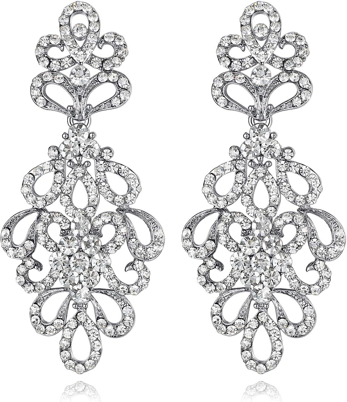 mecresh Wedding Teardrop Dangle Earrings Crystal Rhinestone Beaded Chandelier Earrings for Brides Gold