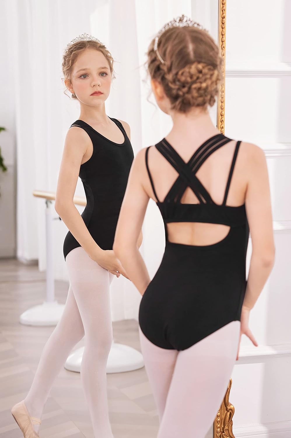 Arshiner Girls Ballet Leotards Dance Gymnastic Outfits Crisscross Straps Sleeveless Tank Dancewear