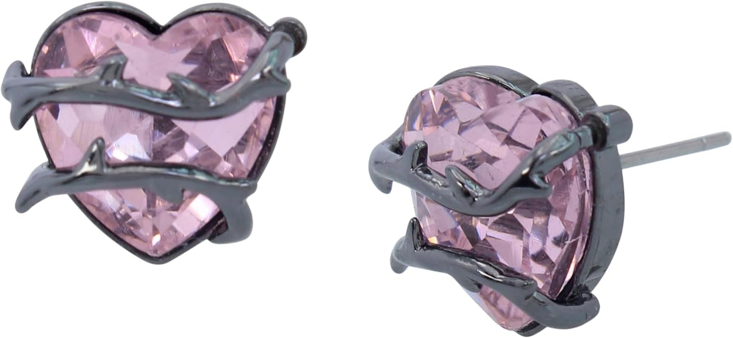 Betsey Johnson Womens Heart Stud Earrings