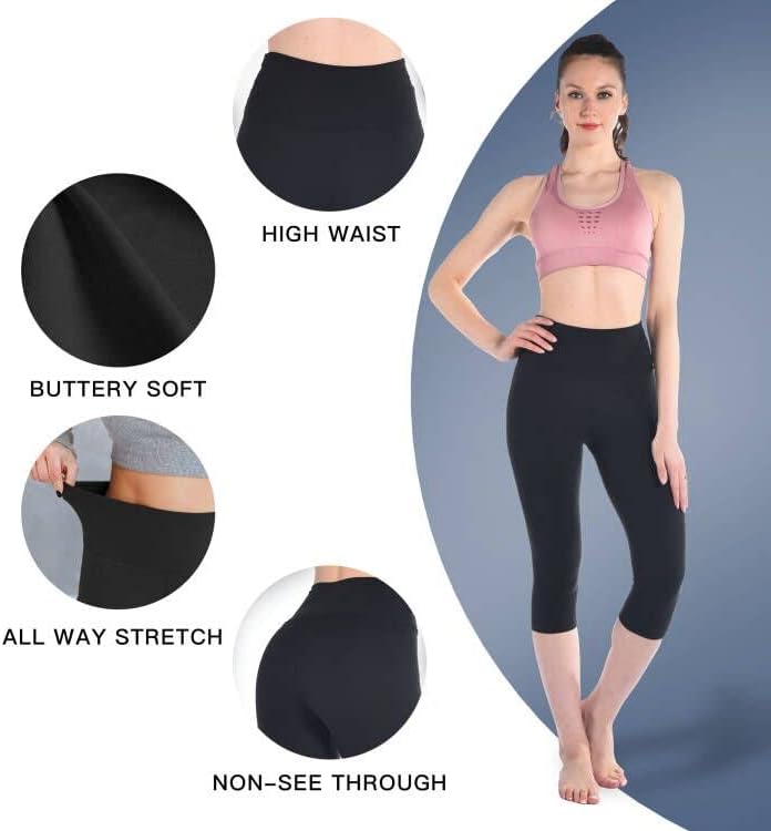 CADITEX High Waisted Capri Leggings for Women,Buttery Soft Workout Gym Pattern Yoga Pants