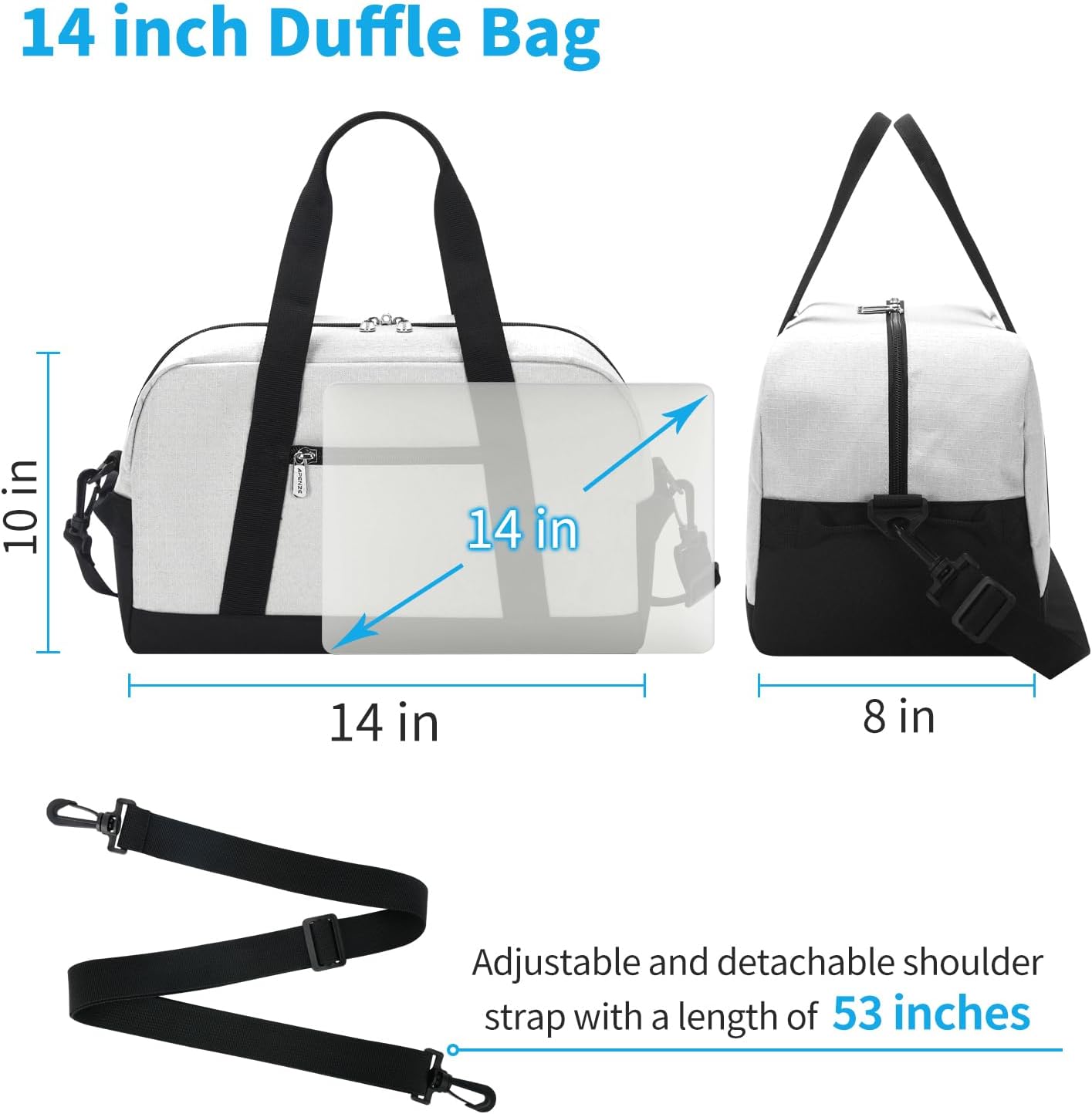 Small Gym Bag 14 inch lightweight Carry On Mini Duffel Bag for Travel Sport - Beige
