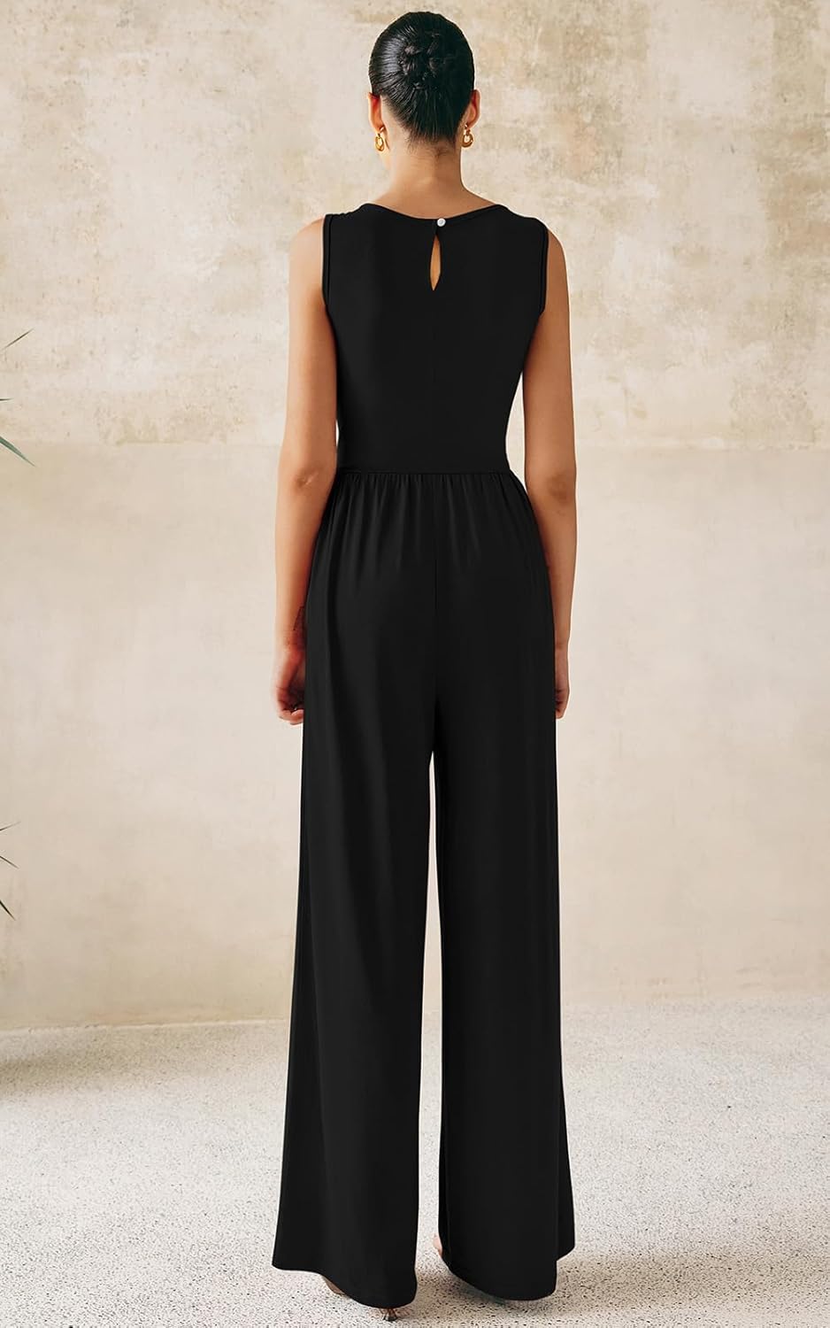 PRETTYGARDEN One Piece Jumpsuits for Women Dressy Casual Sleeveless Crewneck Wide Leg Rompers Jumpers Vacation Summer Outfits