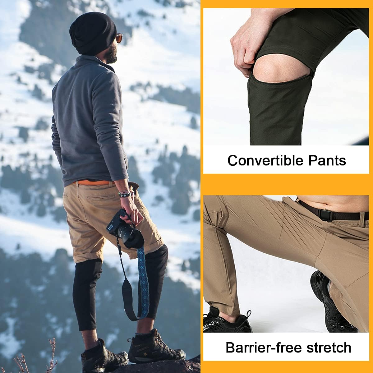 Gash Hao Mens Hiking Convertible Pants Outdoor Waterproof Quick Dry Zip Off Lightweight Fishing Pants