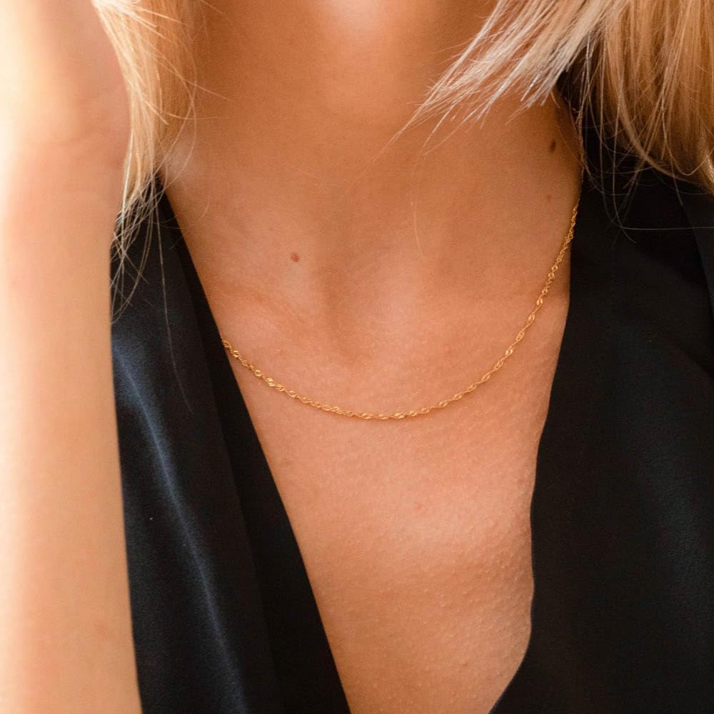 CAITLYNMINIMALIST Stackable Layering Adjustable Sterling Silver 18k Gold Chain Necklace for Women Essential Chain Collection