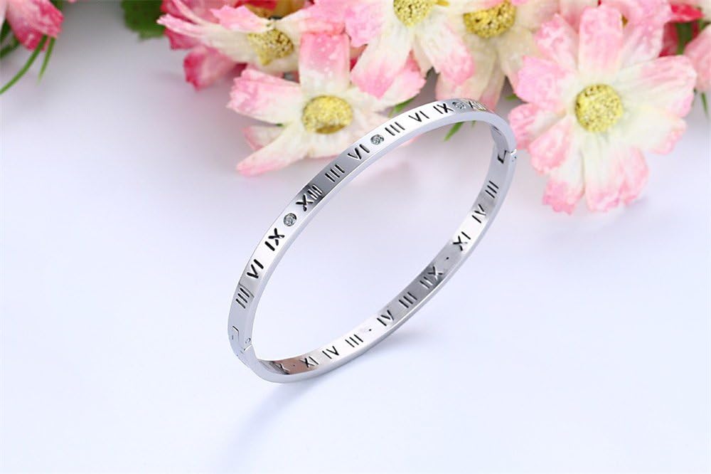Love Friendship Stainless Steel Roman Numeral Bangle Bracelet Best Gifts Couples Valentine's Day