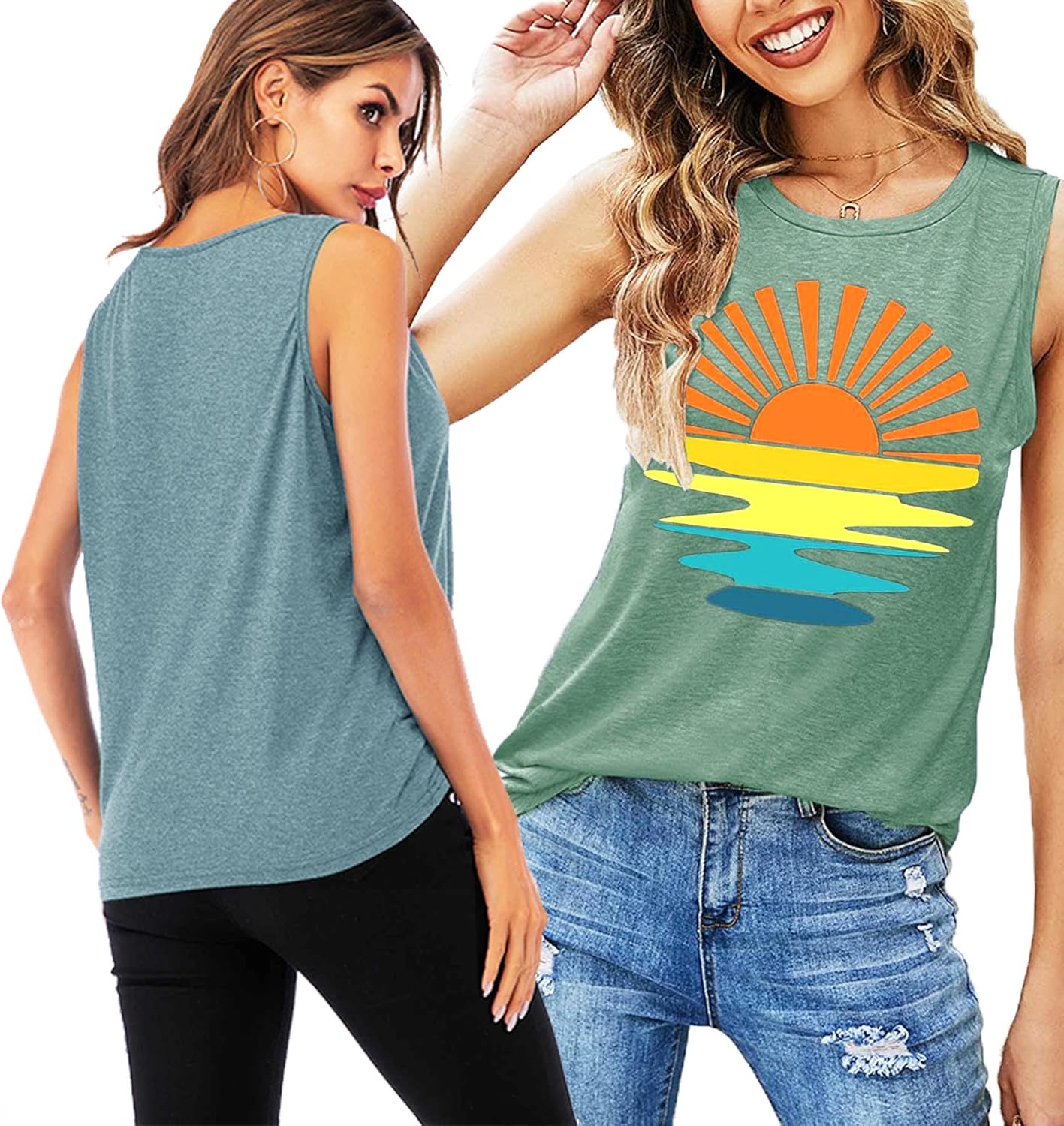 Sunrise Sunset Sunshine T Shirt for Women Outdoor Workout Hawaii Beach Sea Nature Adventure Tee Top