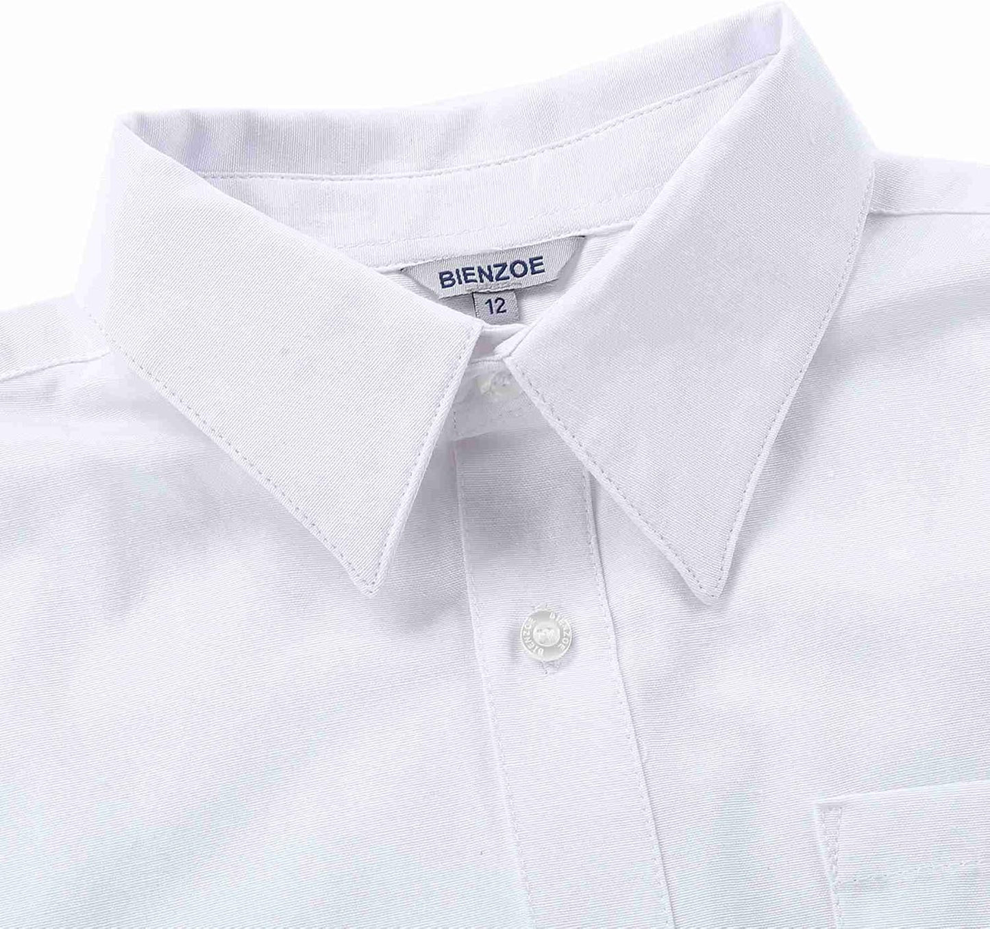Bienzoe Boys Button Down Shirt: Kids Long Sleeve School Uniform Dress Tops Pack