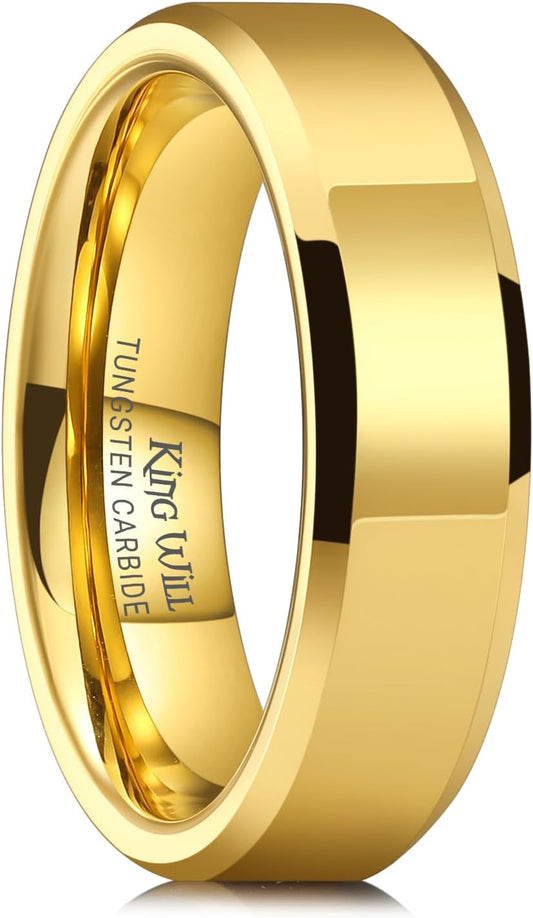 King Will BASIC Men Women 4mm/5mm/6mm/7mm/8mm Tungsten Rings Polished Wedding Band Engagement Anniversary Band Comfort Fit