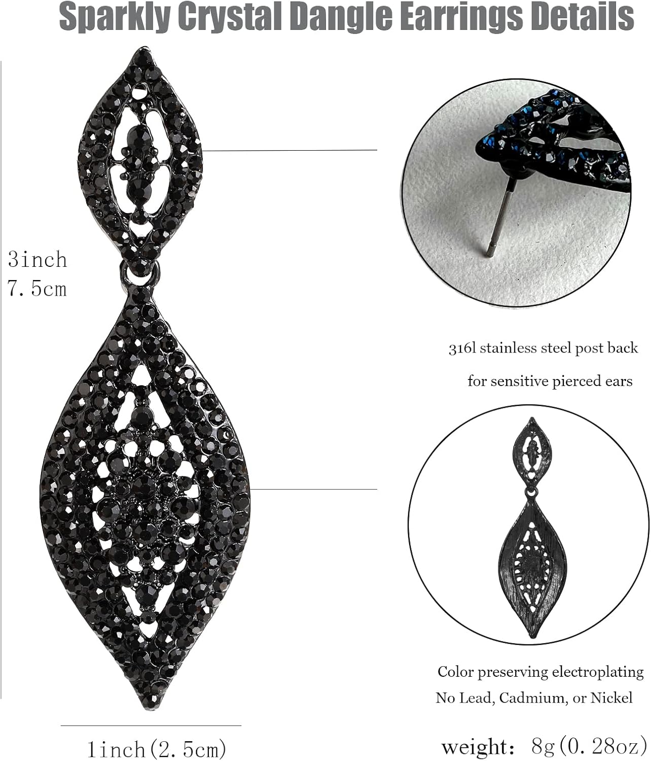 Elegant Rhinestone Dangle Earrings Crystal Wedding Bridal Long Dangling Drop Earrings Chandlier Earrings for Women Bridesmaid