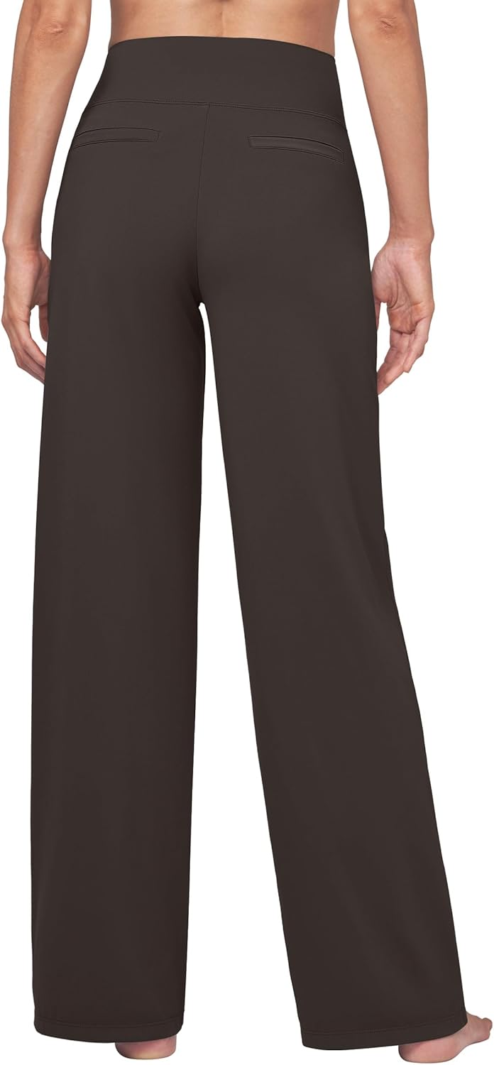 Willit Women's Yoga Pants Wide Leg Dress Work Pants Stretch Casual Pants Slacks with Pockets High Waist 28" 30" 32"