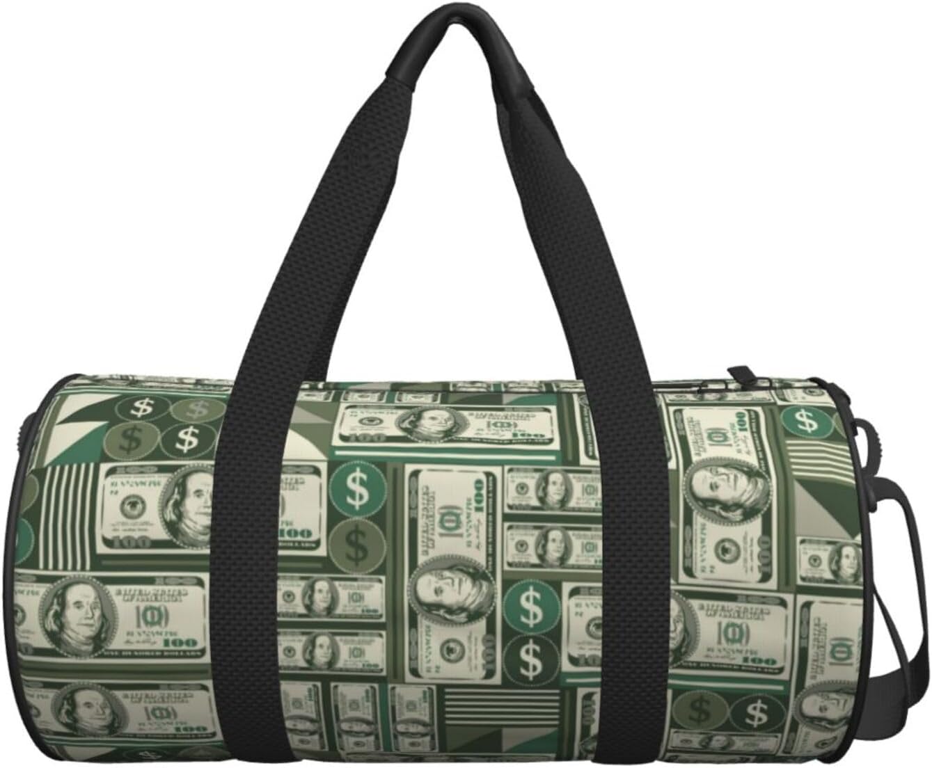 Money Sports Gym Bag Geometric Hundred Dollar Bills Travel Duffel Bag Shoes Compartment For Men Women Foldable Lightweight Yoga Gym Sports Bag