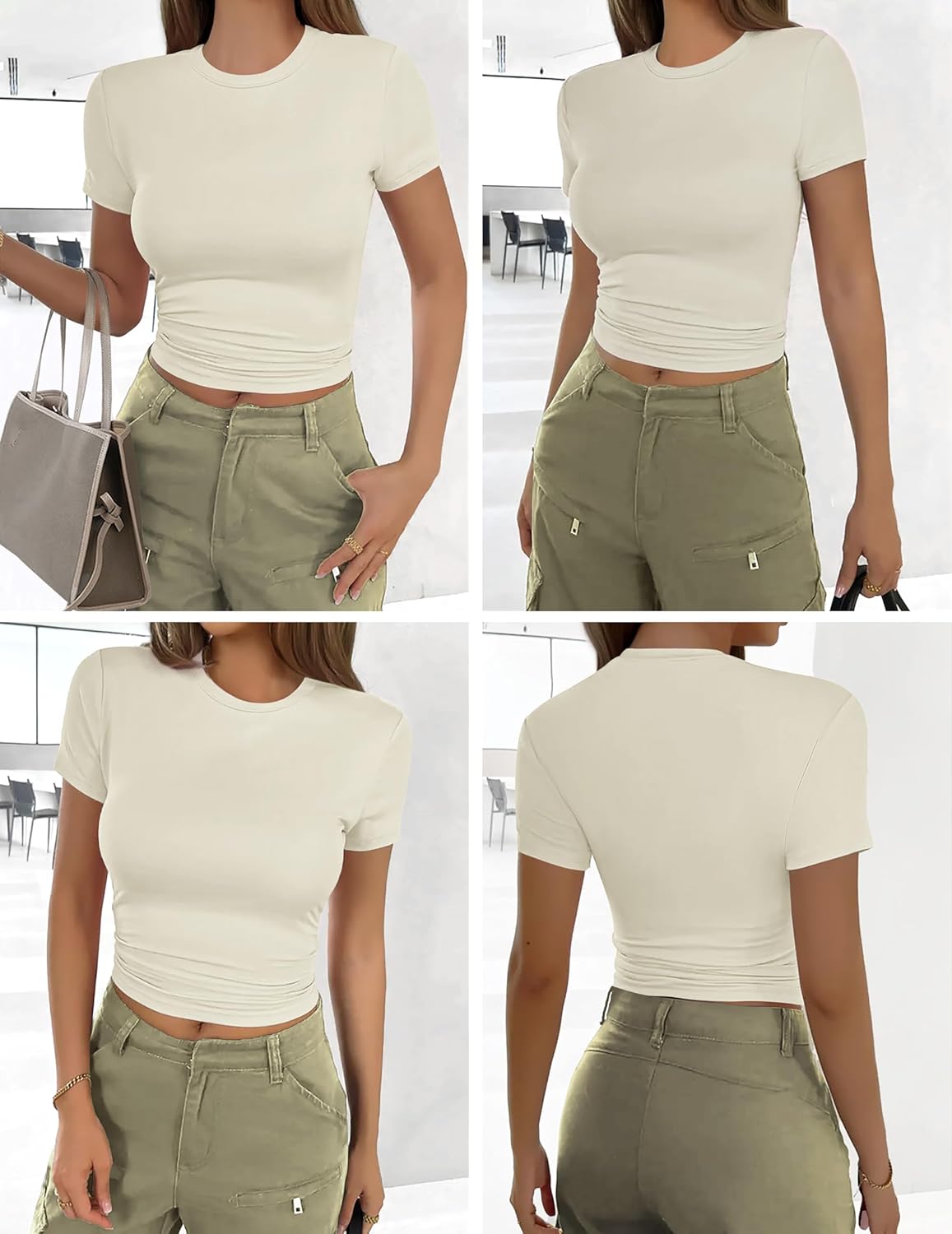 Ekouaer Womens Basic Tee Shirts 3 Pack Short Sleeve Crew Neck Thermal Underwear Tops Base Layer