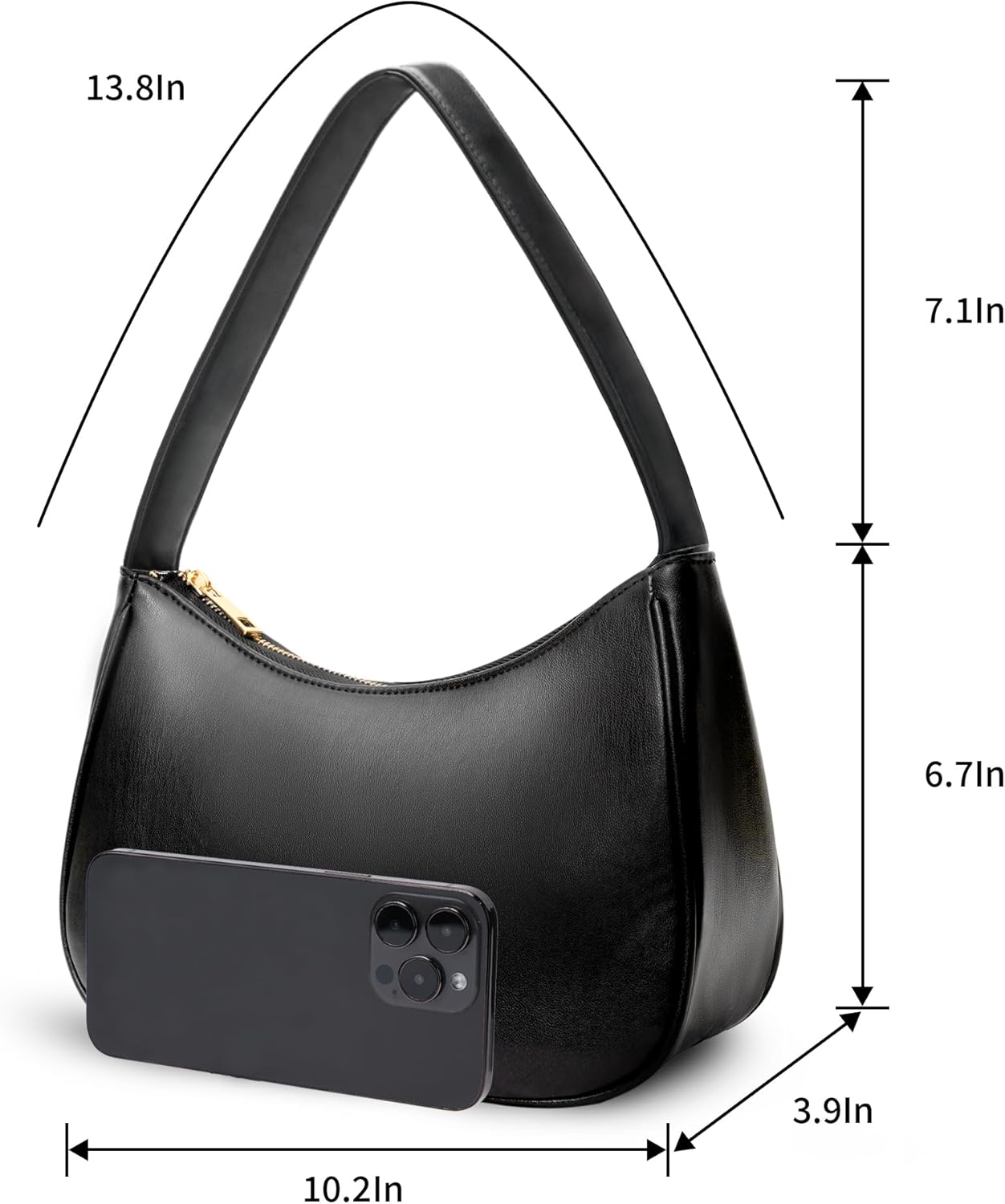 Women's Shoulder Bags, Small Hobo Tote Elegant Clutch Purse with Zipper Closure