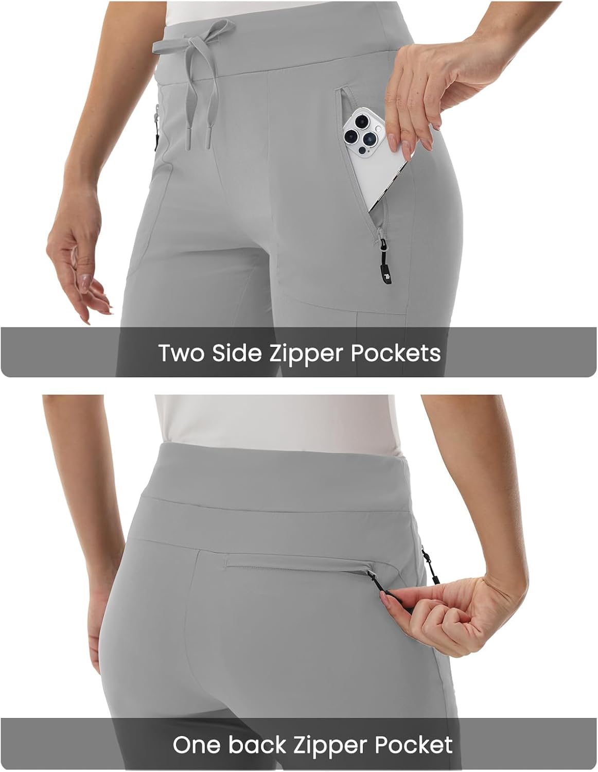 TBMPOY Women's Hiking Pants Lightweight Water Resistant Travel Joggers Quick Dry Outdoor Athletic Pants Zipper Pockets