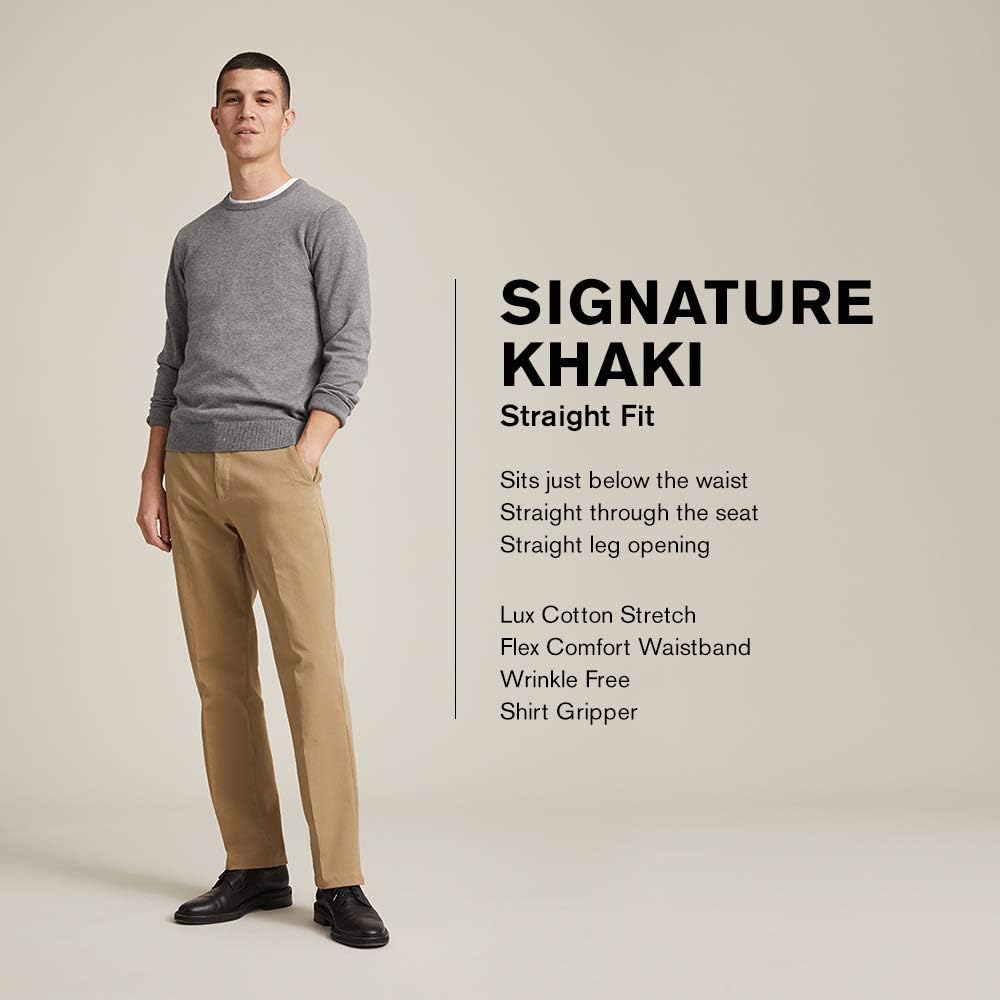Dockers Men's Straight Fit Signature Lux Cotton Stretch Khaki Pant-Creased