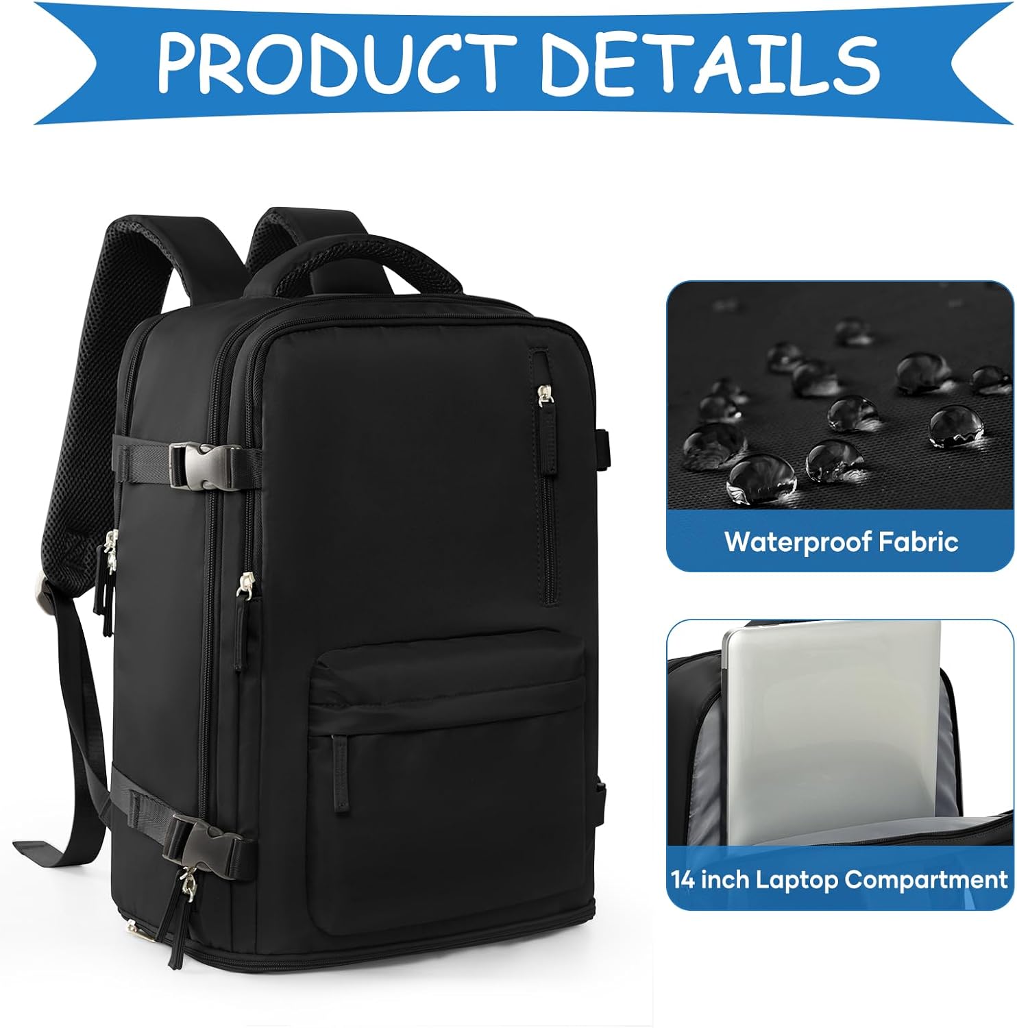 WONHOX Large Travel Backpack Carry on Flight Approved Laptop Work Business Backpack for Women Men Mochila de Viaje