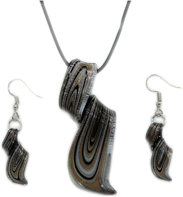 Unique Glass Artist Earrings Glaze Twist Spiral Dangle Earrings Necklace Set Handmade Glass Geometric Earrings for Women Jewelry