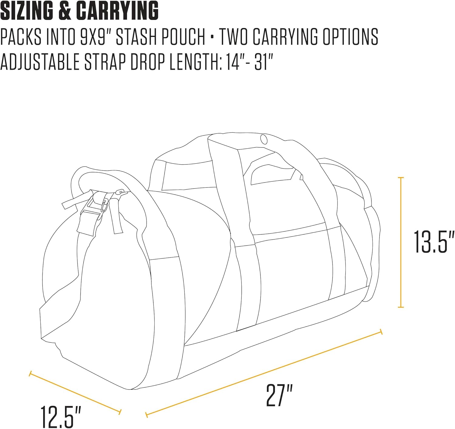 Carhartt Classic Round Duffel with Utility Pouch, Heavy-Duty, Water-Resistant Packable Gear Bag for Jobsite, Gym, and Travel
