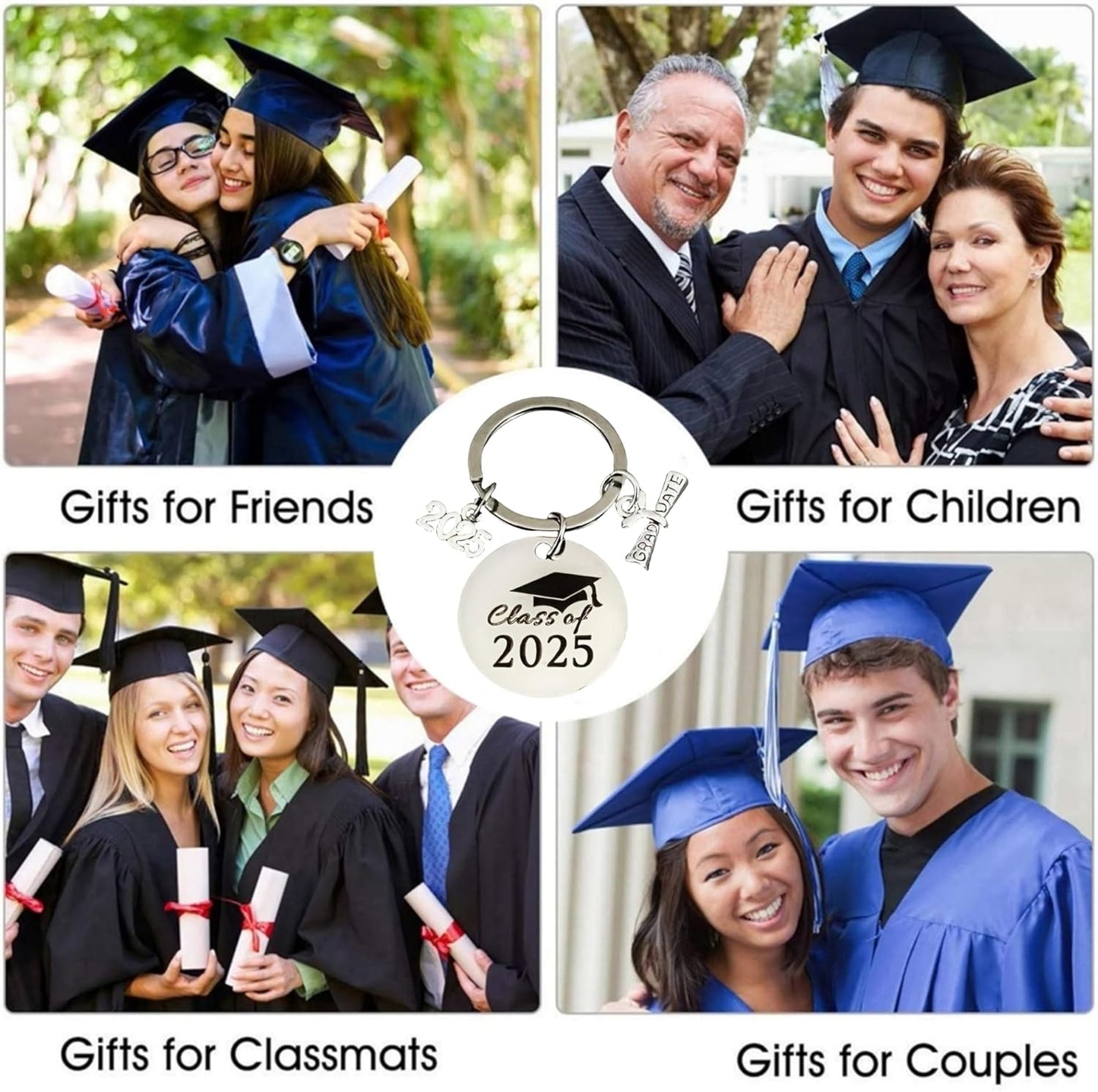 Graduation Keychain Unique Class of 2025 Key Chains Funny Grad Student Gifts from Teacher Stainless Steel Keyring