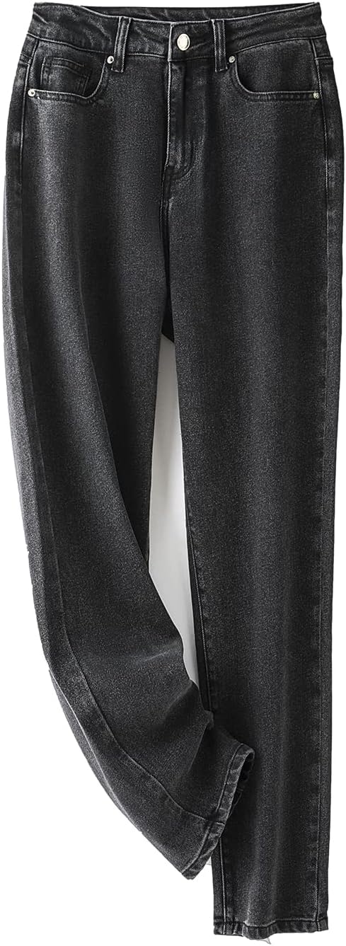LEIJIJEANS Plus Size Women for Jeans Straight Fitting High Stretchy Jeans Highwaist Light Blue Full Length Mom Pants